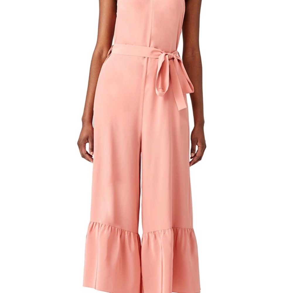 Tibi pink halter ruffled jumpsuit